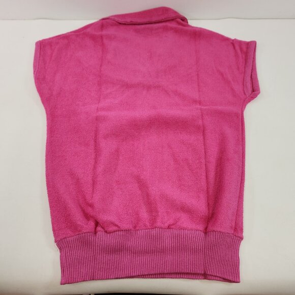 Vintage Pink Terry Cloth Short Sleeved Sweater made in Hong Kong - Picture 7 of 12